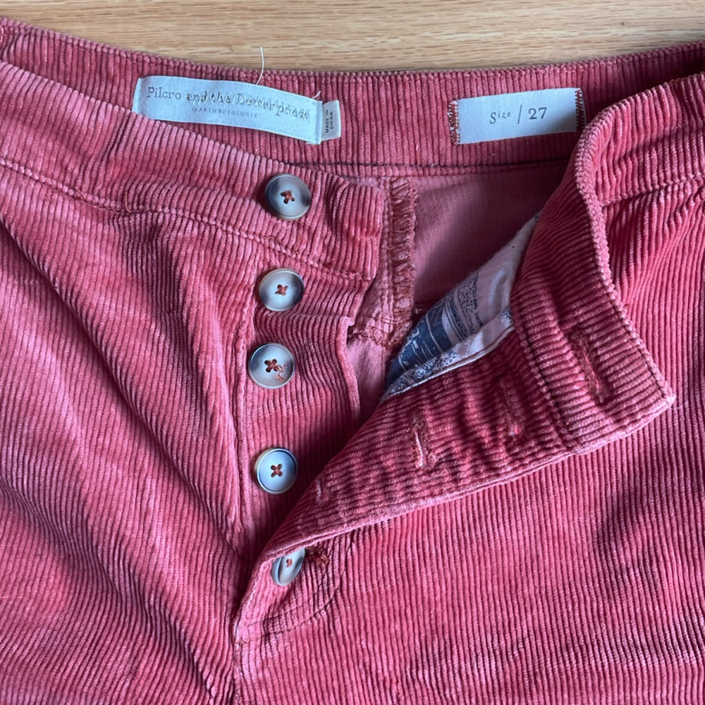 Pilcro Anthropologie pink corduroy wide leg pants
